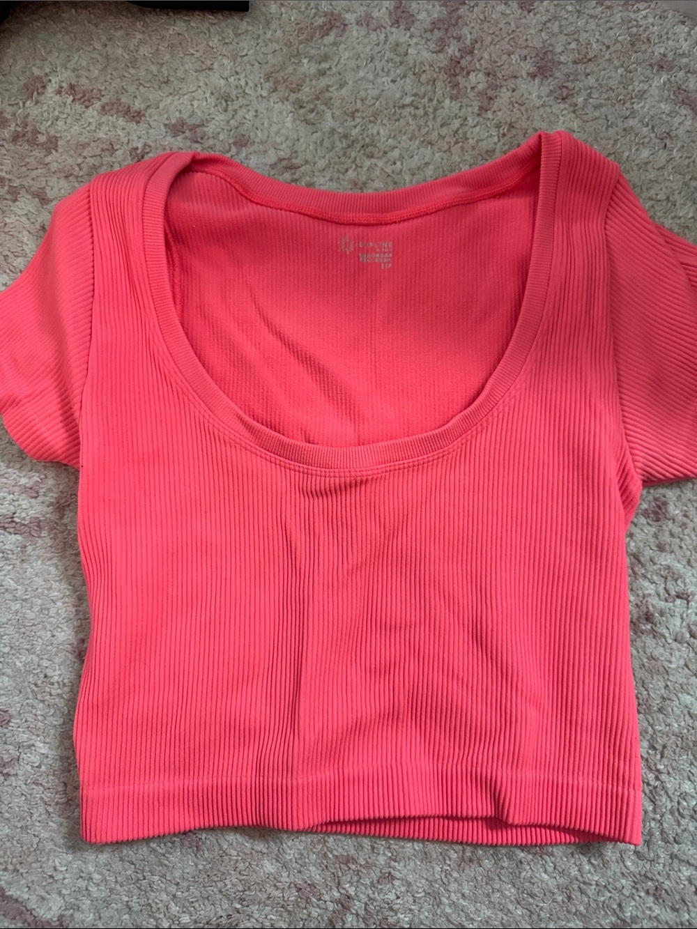 Women’s aerie Ribbed Scoop Neck Crop top bright pink size small